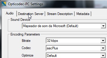 Configuração AACPLus